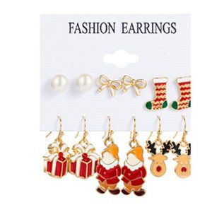 3/$35 Christmas Drop Dangle Earrings Ear Studs Set Pack Santa Pearl Gifts